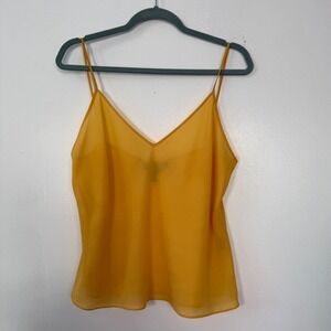Ralph Lauren Yellow Chiffon V-Neck Spaghetti Strap Camisole Top Large
